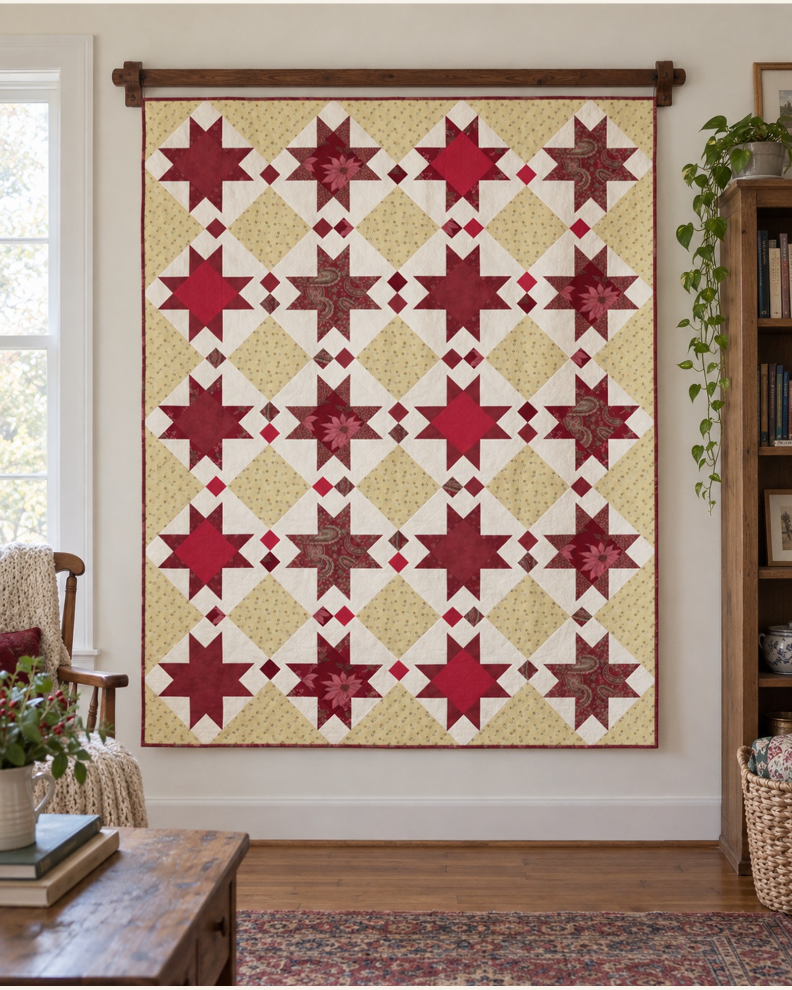 Cranberry Candlelight, the finished quilt