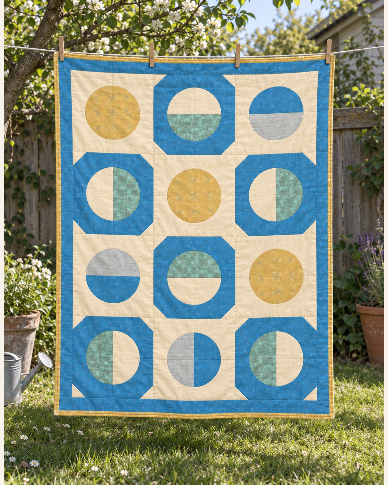 Honey Buttons, the finished quilt
